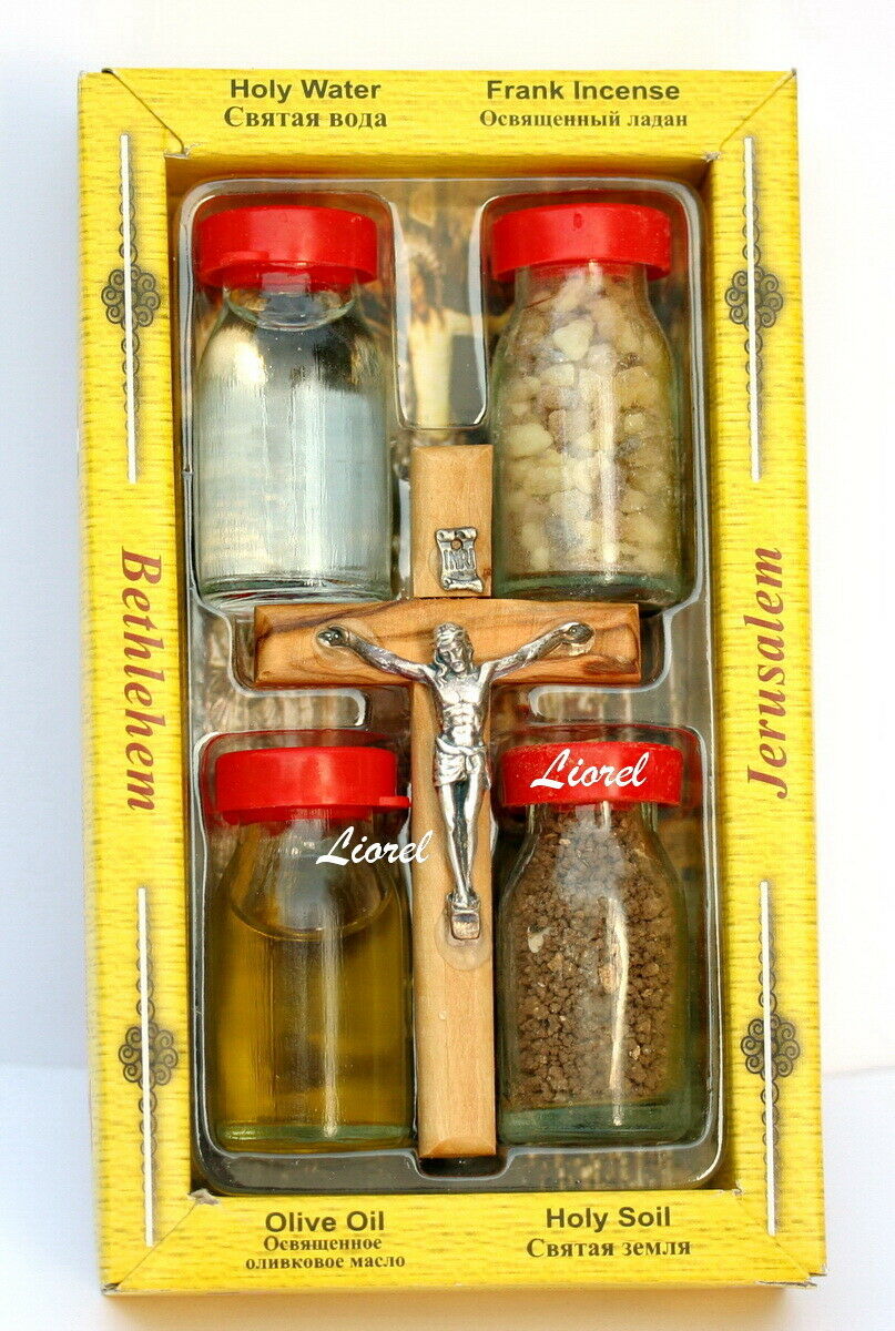 Holy Water From Jordan River+jerusalem Soil+olive Oil+cross Crucifix, Bible Land
